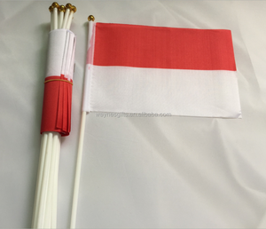 Drapeau polonais personnalisé agitant la main avec tissu en polyester avec un matériau plastique au design arc-en-ciel pour agences de voyages Logo personnalisé - Product Image 1