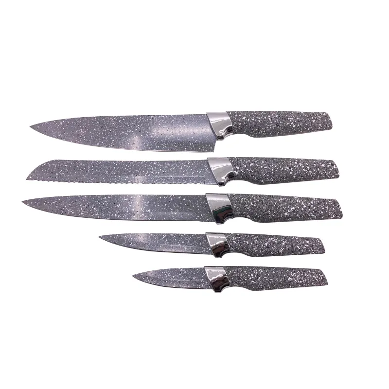 Sıcak satış premium plastik kolu paslanmaz çelik ev mutfak eşyaları 5 adet şef bıçağı mutfak bıçağı seti