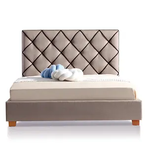 Cama tapizada clásica con cabecero para casa y Hotel, tela de cuero, diseño elegante, Universal