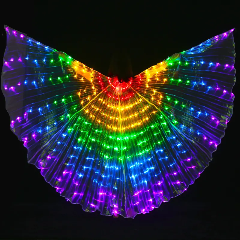 Stage Performance Requisiten Frauen Tanz zubehör DJ LED Light Up Wing Regenbogen farben Bauchtanz Kostüm Tanz flügel