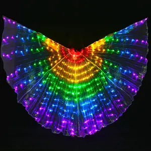 Stage Performance Props Women Dance Accessory DJ LED Light Up Wing Rainbow Colors Belly Danc Costume Dance Wings