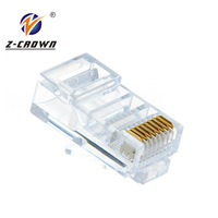 Conector RJ45 Cat5e Cat6 Cat6A Cat7 UTP 8P8C con Revestimiento de Oro de 0u 1u 3u 15u 30u 50u