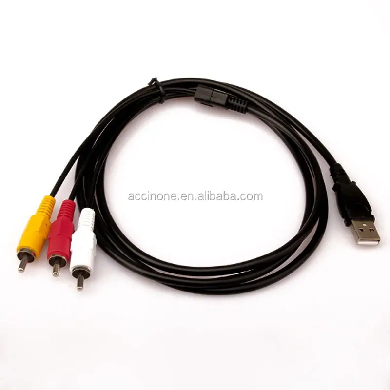 חדש 1.5M 5ft USB זכר 3 RCA AV/V טלוויזיה מתאם כבל כבל אודיו AV כבל