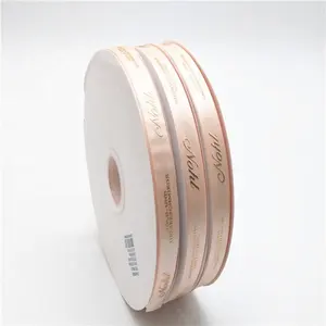 Luxury champagne gold bronzing logo ribbon 1.5 Inch Fashion Design Fabric Print Satin Ribbon For Wedding