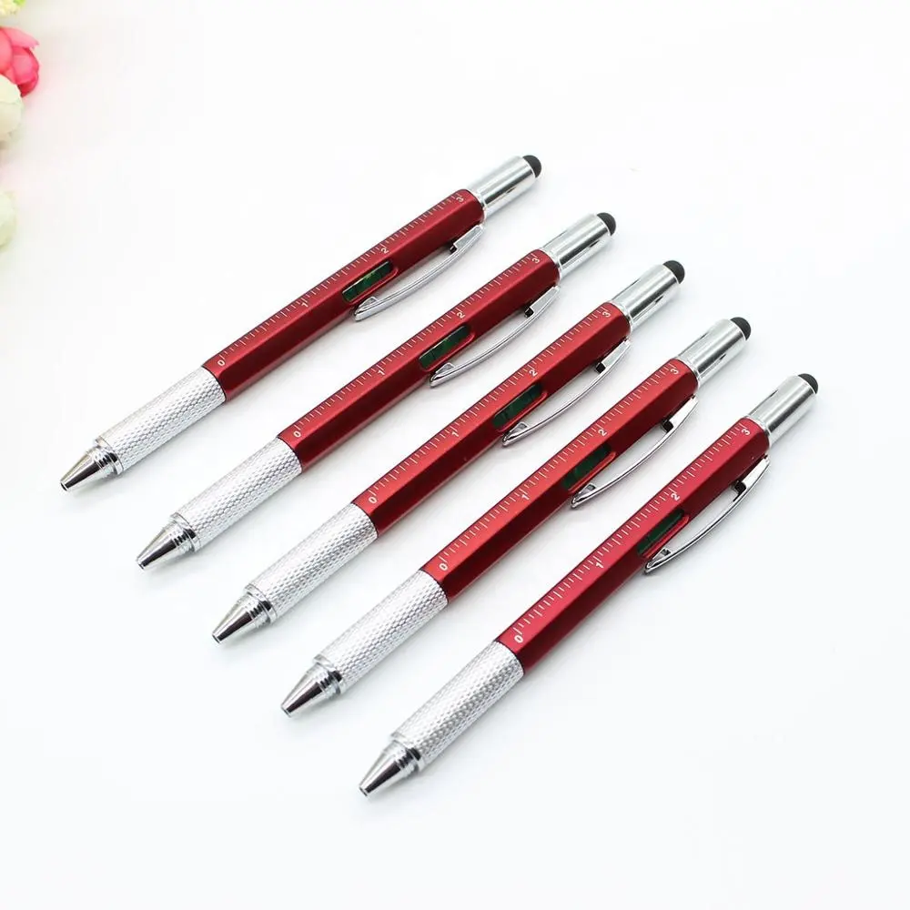 눈금자와 새로운 디자인 다기능 펜 도매 다채로운 플라스틱 볼펜 사용자 정의 판촉 스타일러스 볼 펜