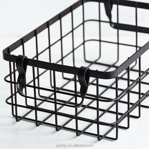 Cina fornitura di fabbrica quadrato in filo di metallo cesto di frutta con manici <span class=keywords><strong>da</strong></span> <span class=keywords><strong>scrivania</strong></span> Organizer vari contenitore contenitore per la casa cestino - Product Image 2