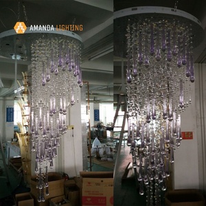 Lampadario in Vetro a Goccia d'Acqua Personalizzato Fatto a Mano <span class=keywords><strong>per</strong></span> <span class=keywords><strong>Ingresso</strong></span> e Atrio di Hotel, Lampada a Sospensione - Product Image 4