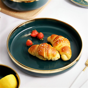 Vajilla de lujo con borde dorado, juego de cuencos de cerámica para sopa, ensalada, <span class=keywords><strong>pasta</strong></span> y comida - Product Image 5