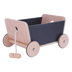 4 wheels Wooden Storage Toy Box rope kids wooden toy box