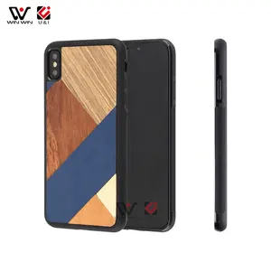 Nuevo diseño personalizado cuero de la PU + de madera Popular funda móvil para iPhone XR