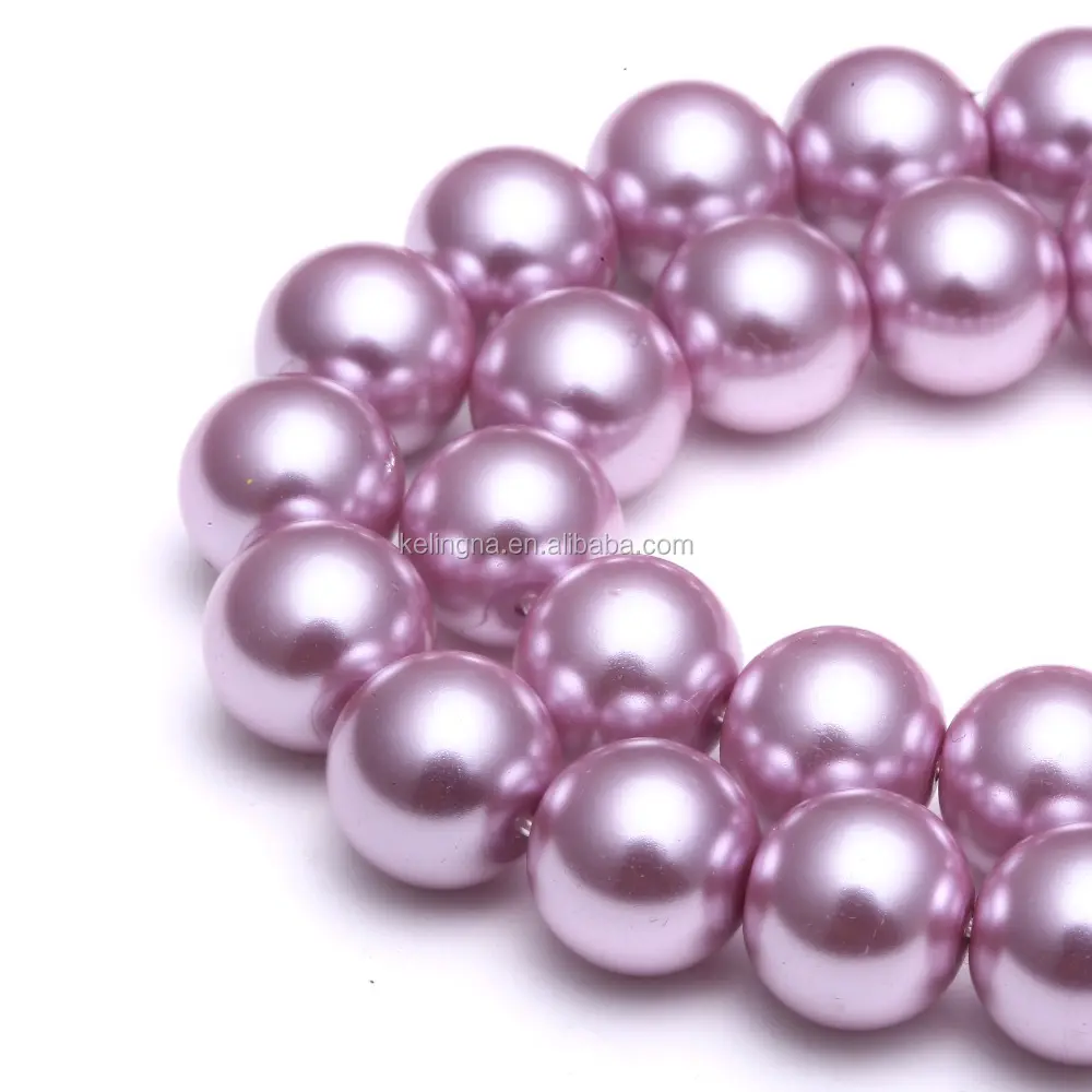 Top Quality Light Purple Color Glass Pearl Beads Loose Beads for Jewelry Making