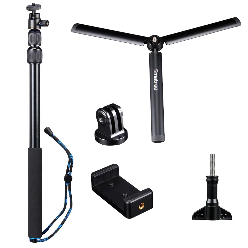 Smatree SmaPole DC Selfie Stick mit Stativ für GoPros Heros 5/4/3 +/3/ 2/1/sitzung, kompakte Kameras (1/4 "gewinde)