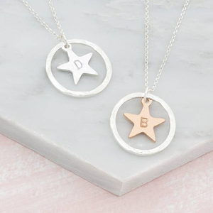 Gioielli di moda in acciaio inossidabile collana a catena in argento cerchio con cuore stella inciso <span class=keywords><strong>nome</strong></span> iniziale collana per le donne - Product Image 3
