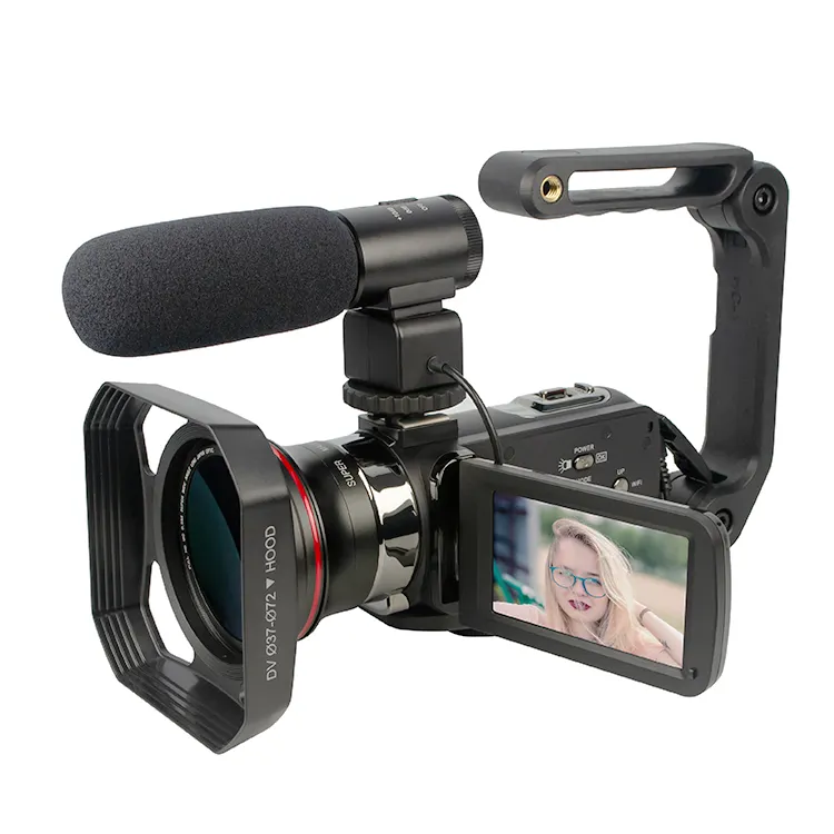 Videocámara Digital de alta definición, 4K, WIFI, 3 pulgadas, rotación táctil, LCD, cámara de vídeo de 30MP
