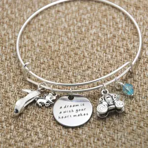 Bracelet inspiré d'un conte de fées Un rêve est un souhait Votre coeur fait des bracelets en cristal de ton argent pour femmes ou filles