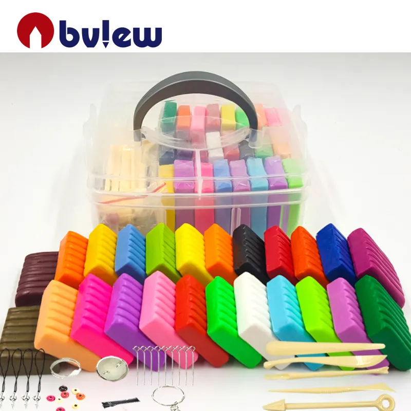 24 Colors 40g Oven Bake DIY Safe and Nontoxic Colorful Soft Moulding Craft Set Polymer Clay Kit