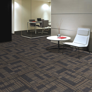 Azulejo de alfombra de nailon 100% moderno para uso comercial, patrón de rayas cuadradas de pila de bucle con mechones para oficina, habitaciones de Hotel, alfombra de suelo de Material de PVC - Product Image 6