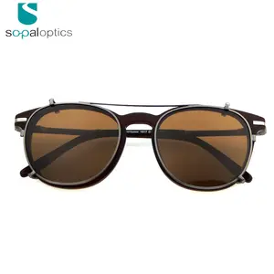 New style acetate clip-on optical glasses men polarized clip ons eyewear on sunglasses with spring