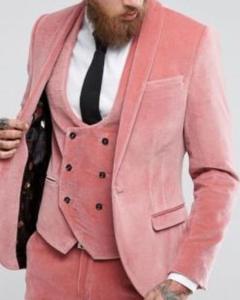 <span class=keywords><strong>Costume</strong></span> <span class=keywords><strong>de</strong></span> <span class=keywords><strong>mariage</strong></span> <span class=keywords><strong>homme</strong></span> sur mesure 3 pièces en velours rose coupe ajustée : veste <span class=keywords><strong>de</strong></span> smoking + <span class=keywords><strong>gilet</strong></span> + pantalon - Product Image 1