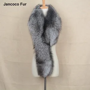High Quality Magnetic Real Silver Fox Fur Scarf Women Winter Fur Shawl Scarf