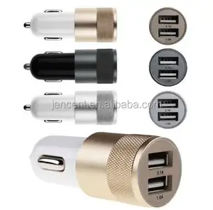 Real 2A Aluminium metal shell 2 ports dual USB Universal Car Charger Quick Charge For iPhone iPad iPod Android smartphone