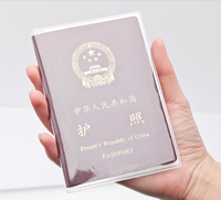 Housse de passeport transparente en plastique, porte-cartes PVC, porte-carte d'identité transparent