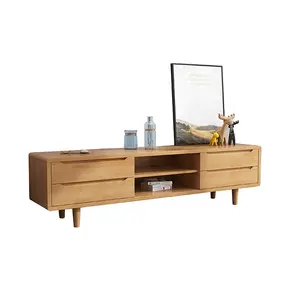 North European style hot sale wooden modern tv desk stand for home cabinet with showcase with drawers and shelves