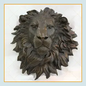 Factory custom lion face statue wall decor bronze lion head fountain sculpture