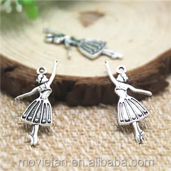 Dancer Charms Antique Tibetan Silver Tone Ballet Dancing Girl Charm Pendants 32x13mm