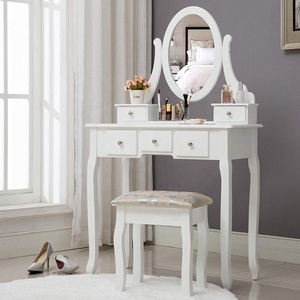 Coiffeuse simple en bois avec miroir - Product Image 1