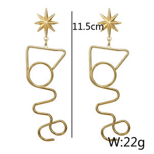 encanto partido declaración joyas oído 18 K chapado en oro brillante estrella hueco carta <span class=keywords><strong>amor</strong></span> cuelgan los pendientes - Product Image 2