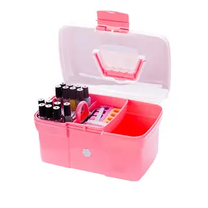 Caja de almacenamiento manual de plástico organizador de maquillaje joyería esmalte de uñas accesorio contenedor HERRAMIENTA DE MANICURA