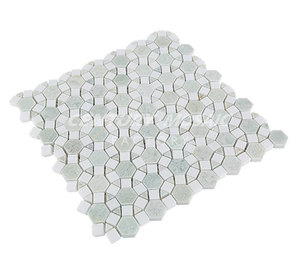 بلاط فسيفساء رخامي مصقول من ثاسوس الأبيض ومينغ الأخضر من شركة سنتشري موزاييك - Product Image 4