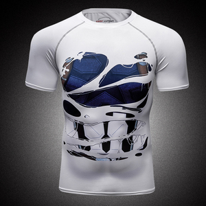 Magliette Sportive in Poliestere e Spandex a Prezzo di Fabbrica di Guangzhou, Maglie Aderenti Stampate da <span class=keywords><strong>Uomo</strong></span>, Maglietta Compressiva da Supereroe - Product Image 3