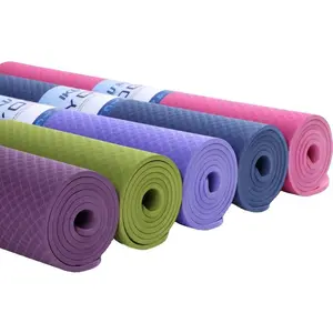 ТПЭ коврики для йоги с индивидуальным принтом, экологически чистые, новые, розовые, фиолетовые, черные, зеленые, водонепроницаемые, синие, OEM, индивидуальная упаковка логотипа ОПП