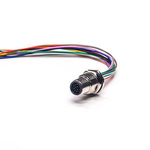 Ip67 a montagem do painel frontal macho codificação com conector de 12 pinos m12 fios de codificação de cor - Product Image 4