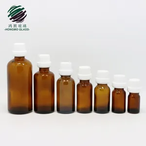 OEM 5ml 10ml 15ml 20ml 30ml 50ml 100m Childproof Tamper proof Cap Amber Brown Glass Essential Oil Bottle