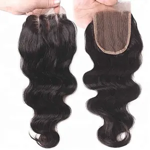 Wholesale body wave virgin brazilian hair extension 3 part closure