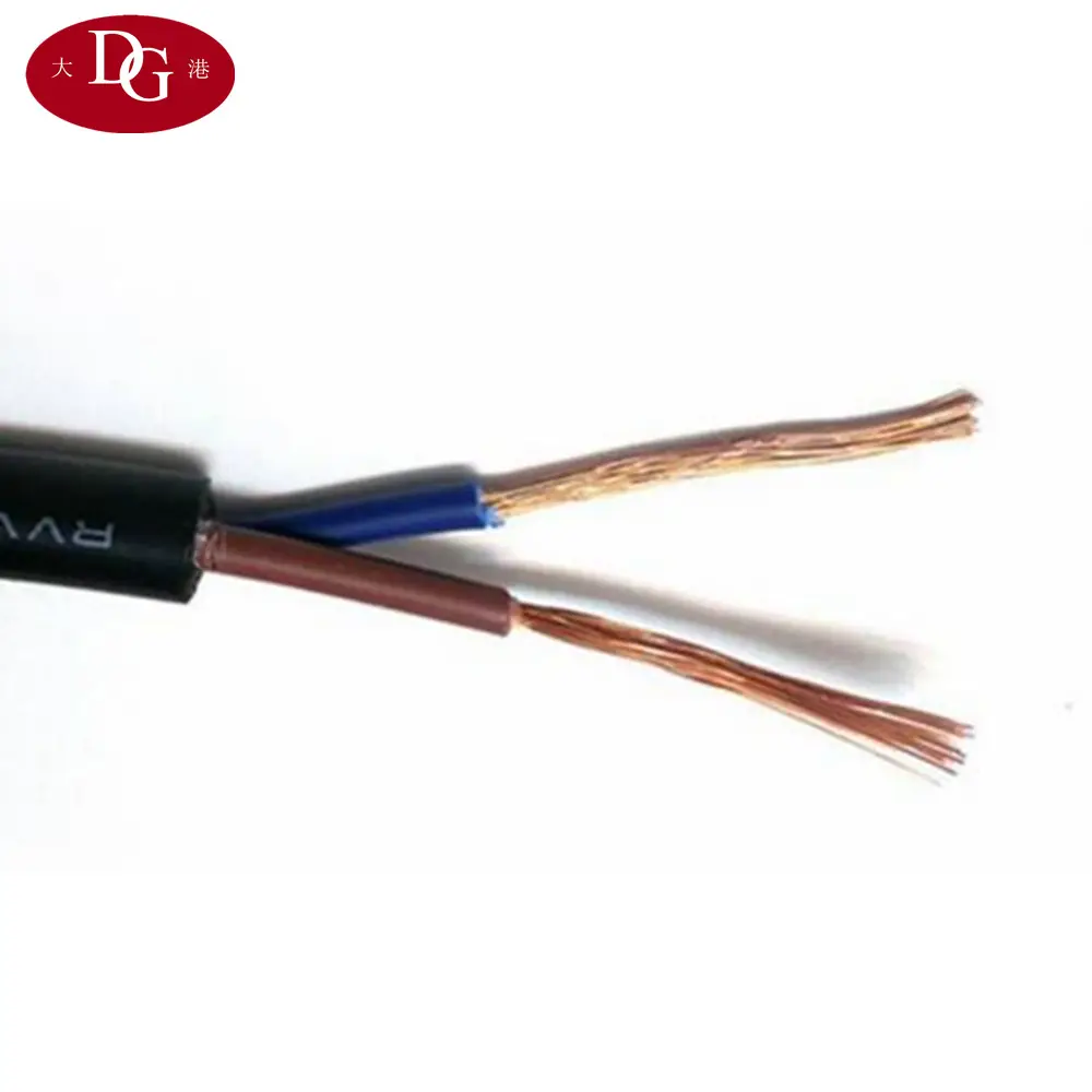 RVV çok çekirdekli çıplak bakır kablo 2C 2 çekirdek 0.5mm 0.75mm 1.0mm 1.5mm 2.5mm