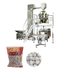 Vertical automática Máquina de Embalagem de Alimentos Congelados com Multihead Weigher para Bolinhos de Carne Bolas etc