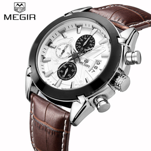 Megir <span class=keywords><strong>2015</strong></span>นาฬิกาควอทซ์ผู้ชาย, นาฬิกาสายหนังหรูหราแฟชั่นกีฬากันน้ำ - Product Image 2