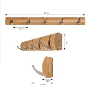 Складная вешалка, настенная Экологически чистая Водонепроницаемая Вешалка из бамбука