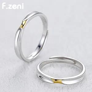 925 स्टर्लिंग चांदी की अंगूठी, शादी की सगाई कस्टम सफेद सोना मढ़वाया आभूषण फैशन स्टेटमेंट स्टाइलिश समायोज्य जोड़ी अंगूठी