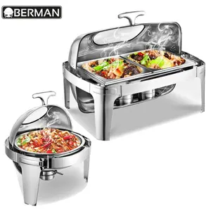 Guangzhou factory wholesale portable chafing dish food warmer buffet table top rechaud stainless steel chaffing dishes for sale