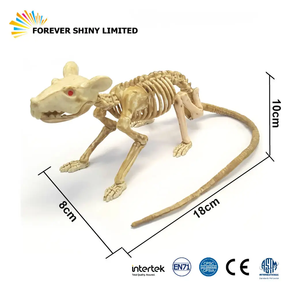 Fun Haunted Prank Novelty Model Toy Animal Mouse Mice Halloween Plastic Movable Skeleton Rat Figurine