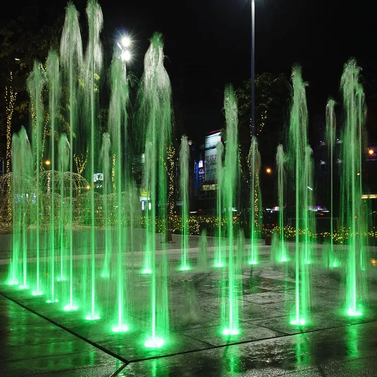 Factory Unique Outdoor Glass Water Dry Kids Playing Fountain Led Light Musical Dancing Fountain