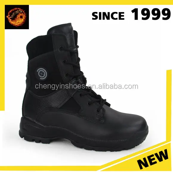 Alibaba оптовая черный Кожаный открытый военные ботинки для армии Обувь высокого лодыжки военные сапоги