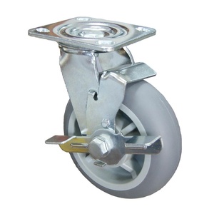 SS TPR Wheels Caster Heavy Duty mit Bremse 4 5 6 8 Zoll Grau - Product Image 1