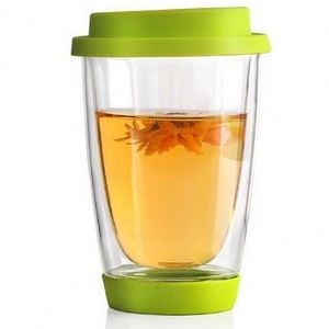 Double Paroi En Verre Tasse À Café En Verre de Tasse de Café De Voyage avec Couvercle Thermo Isolée Borosilicate Verre Gobelet - Product Image 4