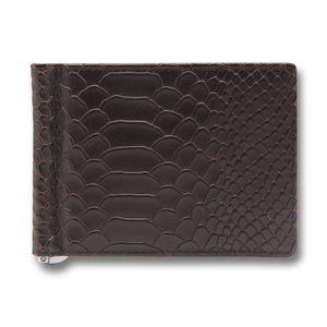 Cartera Minimalista Bifold para <span class=keywords><strong>Hombre</strong></span> <span class=keywords><strong>de</strong></span> Cuero PU Marrón con Patrón Grabado <span class=keywords><strong>de</strong></span> Cocodrilo y Clip para Billetes - Product Image 6